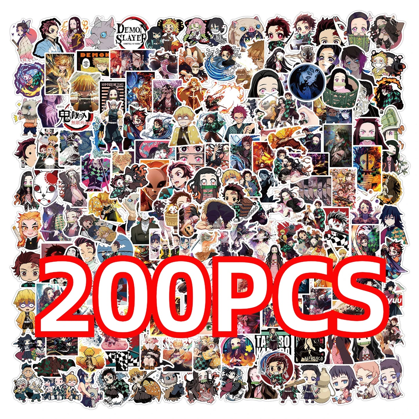 100/200pcs Cartoon Anime Demon Slayer Stickers for Laptop Suitcase