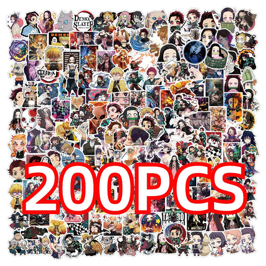 100/200pcs Cartoon Anime Demon Slayer Stickers for Laptop Suitcase