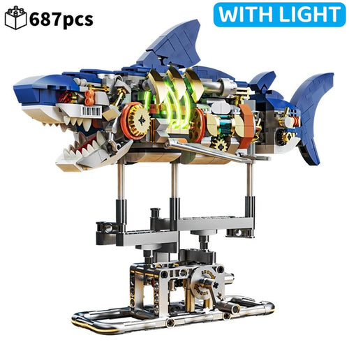 Mechanical Shark Building Set, Sea Life Crocodile Parrot Mantis