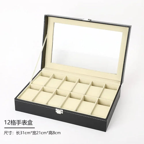 PU Leather watch box 2/3/4/5/6/8/10/12 Slots Watch Display Case For