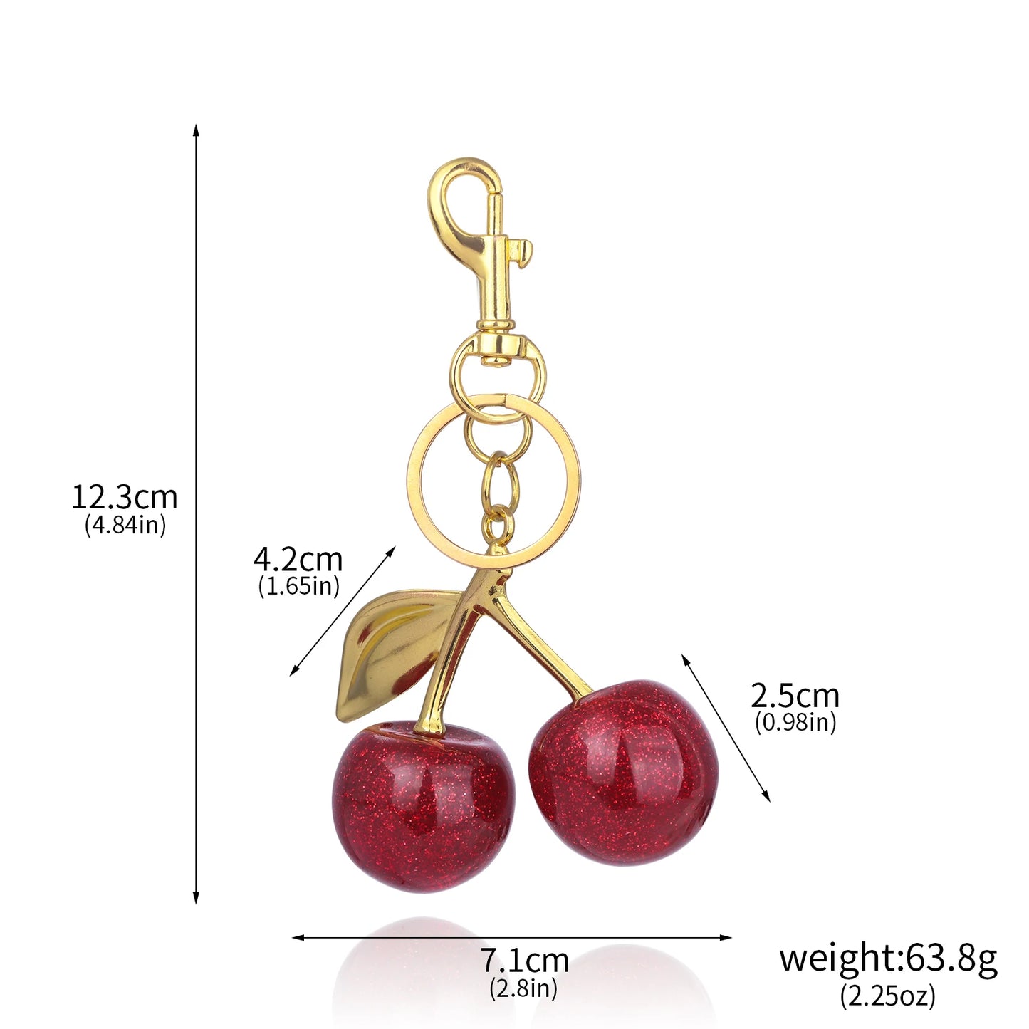 Fashion Delicious Red Cherry Keychain Summer Fruits Cherries Pendant