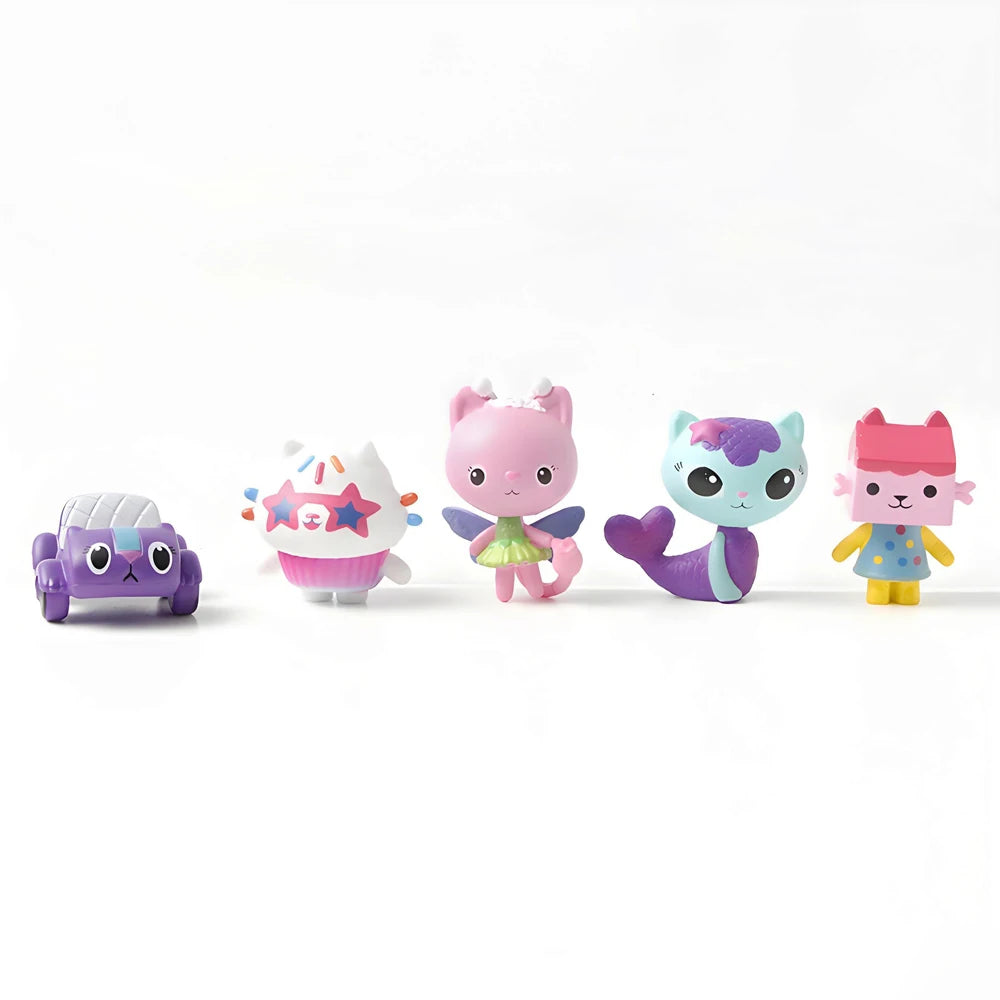 NEW 10pcs Gabby Dollhouse Anime Figure Toy Smiling Car Cat Hug Gaby