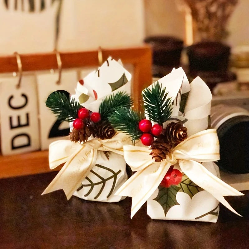 10pcs Set of Artificial Pine Cones and Red Berries - Perfect for