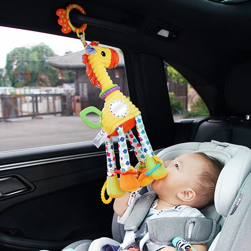 Soft Giraffe Zebra Animal Handbells Rattles Plush Infant Baby