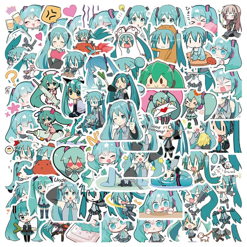 65Pcs Cute Cartoon Hatsune Miku Sticker Waterproof Vinyl for Laptop