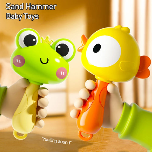 Cartoon Rattle, Newborn Sensory Grasp Toy, Chew-Safe Early Ed Handbell
