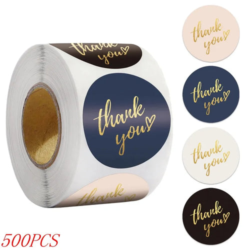 50-500pcs 1inch Blue Thank You Stickers For Envelope Sealing Labels