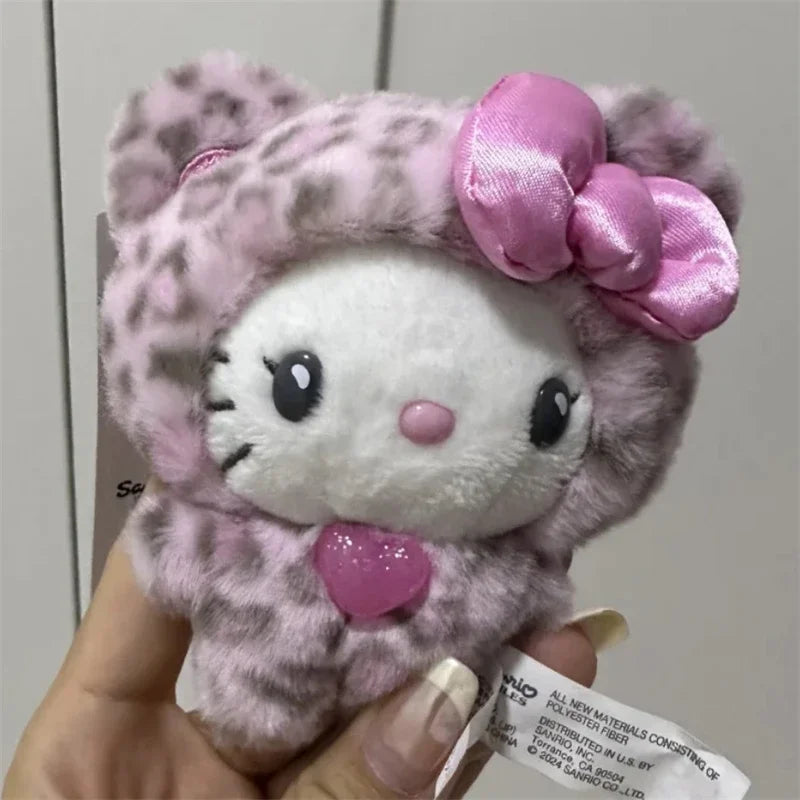 Sanrios Leopard Print Bear Series Hello Kitty Keychain Pendant Cartoon