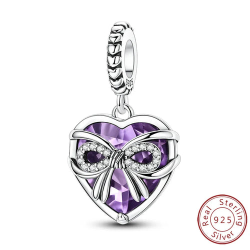 Original 925 Sterling Silver Heart Love Charms Beads Pendant Fit