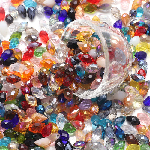 30Pcs/Lot Green Crystal Glass Faceted Teardrop Loose Beads Crafts