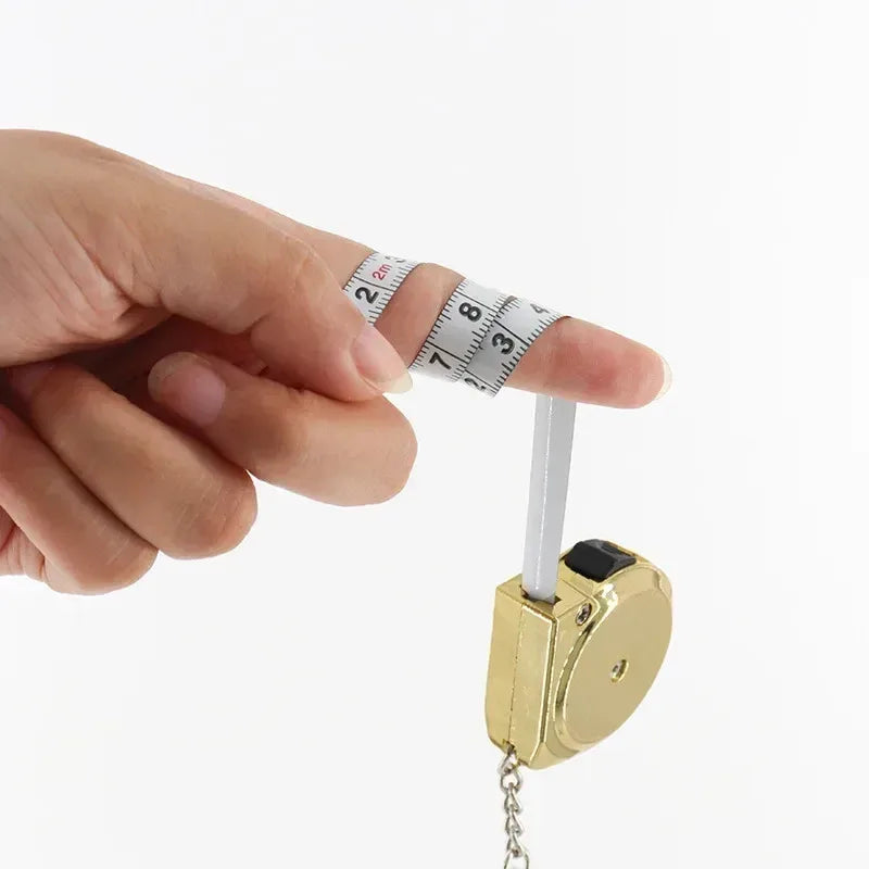 Mini Retractable 2m Tape Measure with Keychain, Portable Mild Steel
