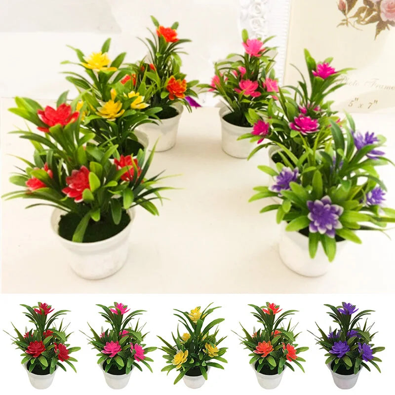 Artificial Flowers Plant Pot Simulate Fake Plastic Flowers Home Office