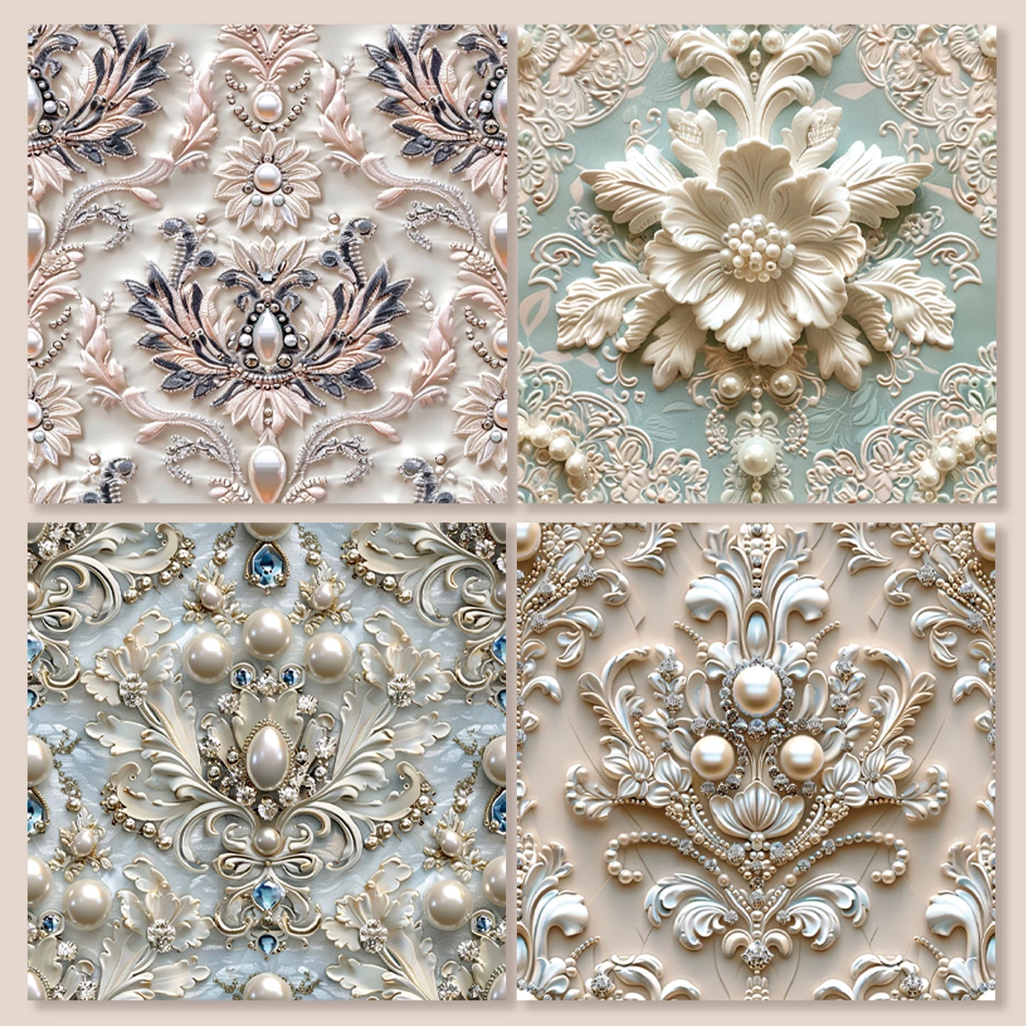 Embossed With Pearl Satin Scrapbook Paper Pad 8 Sheets Art Craft