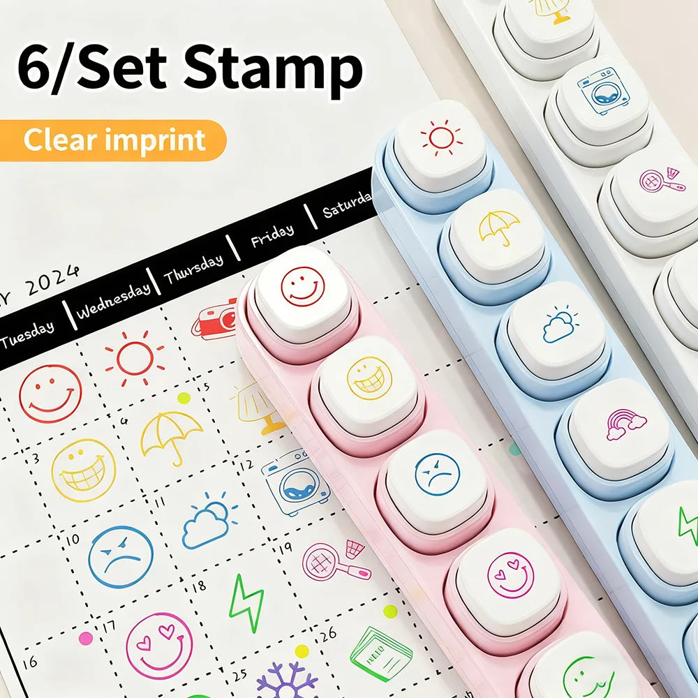 Cartoon Stamp Stickers Kit 6 Designs - Scrapbooking Journal