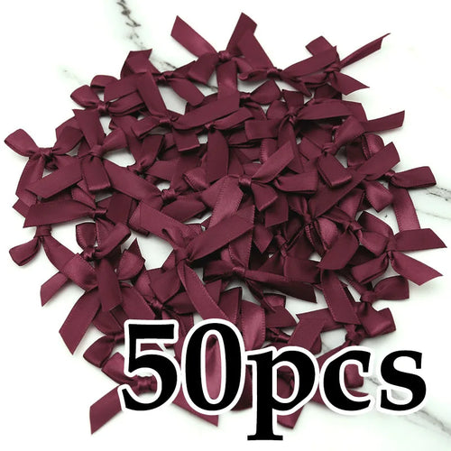 (50 Pcs) 4*4cm Colourful Ribbon Bows Small Size Polyester Satin Ribbon