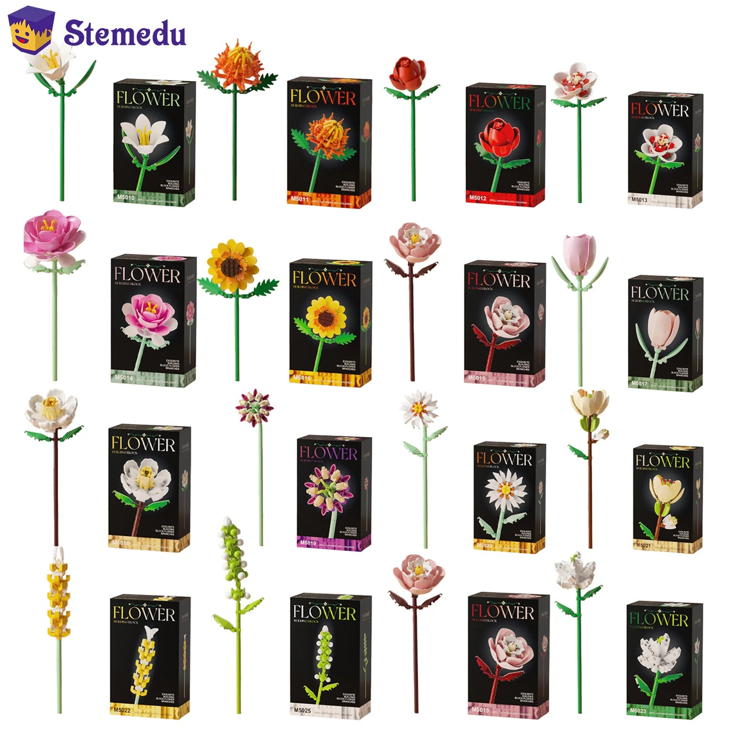 Simulation Building Blocks Flowers Eternal Bouquet Micro Brick Rose