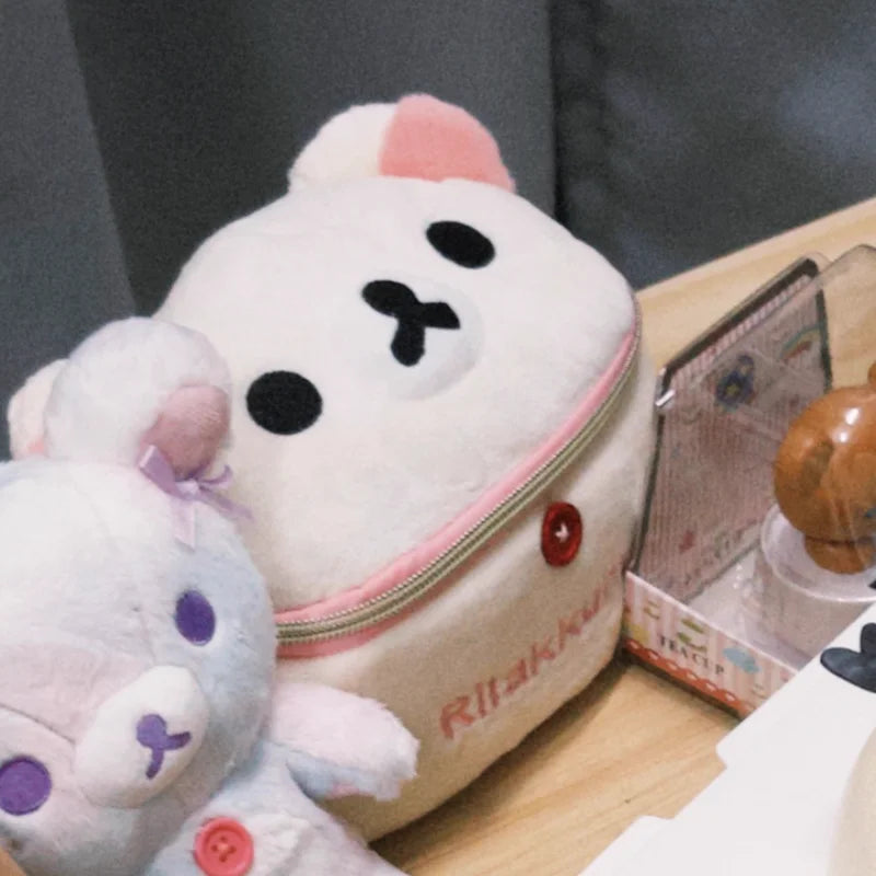 Kawaii Rilakkuma Bear Elliptical Stereoscopic Pencil Bag Portable