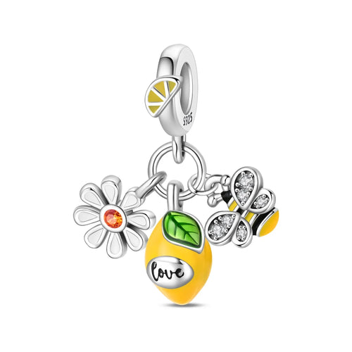 New 925 Silver Color Strawberry Cherry Fruit Series Charms Beads Fit