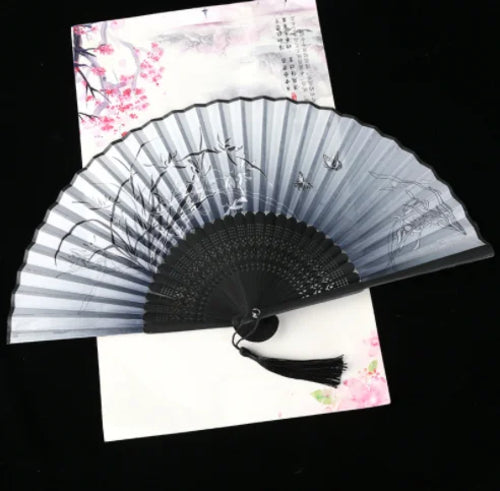 Retro Style Folding Fan Female Japanese Pattern Retro Cloth Art Craft