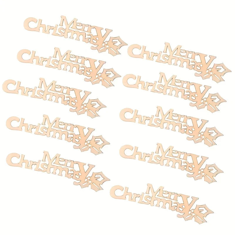 10/30pcs 9x2.5cm/3.54x0.98in Merry Christmas Hanging Ornament Wooden