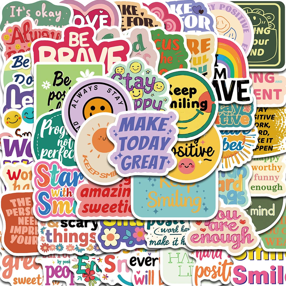50PCS Positive Affirmation Stickers Kawaii Harajuku Skateboard