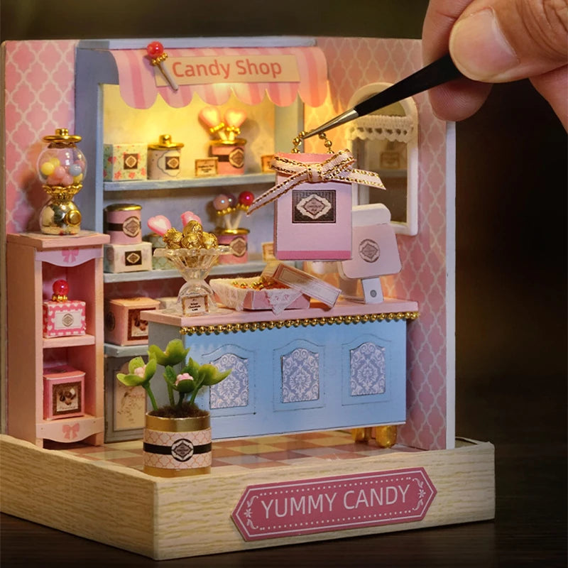 Mini Miniature Dollhouse DIY Small House Kit Making Room Toys Home