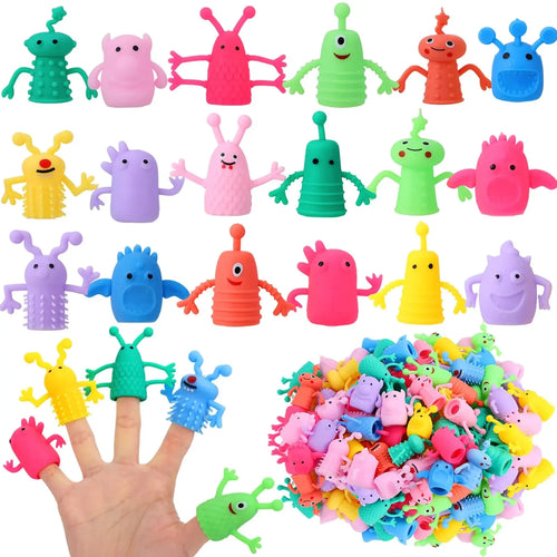 5/10/20PCS Cute Monster Finger Topper Toys Soft Rubber Stretchy Fidget
