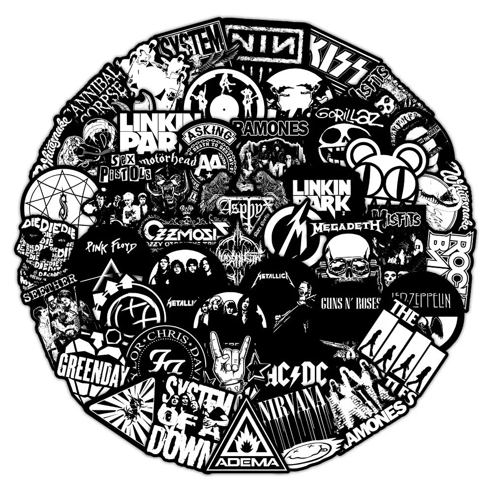 55 Pcs Rock Band Stickers - Cool Music-Themed Decals for Guitars,
