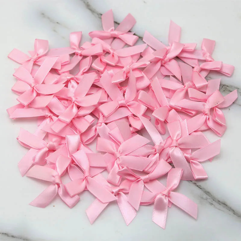 (50 Pcs) 4*4cm Colourful Ribbon Bows Small Size Polyester Satin Ribbon