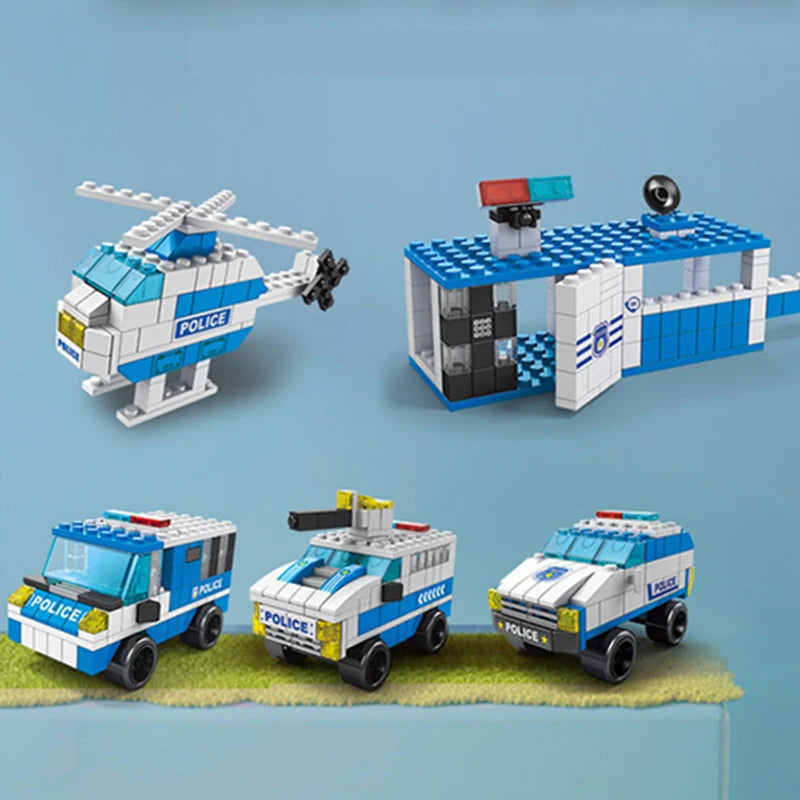 6in1 NEW Police Sports Car Fire Engineering Engine Mini Loader Truck