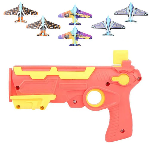 HOT！Airplane Launcher Bubble Catapult With 6 Small Plane Toy Funny