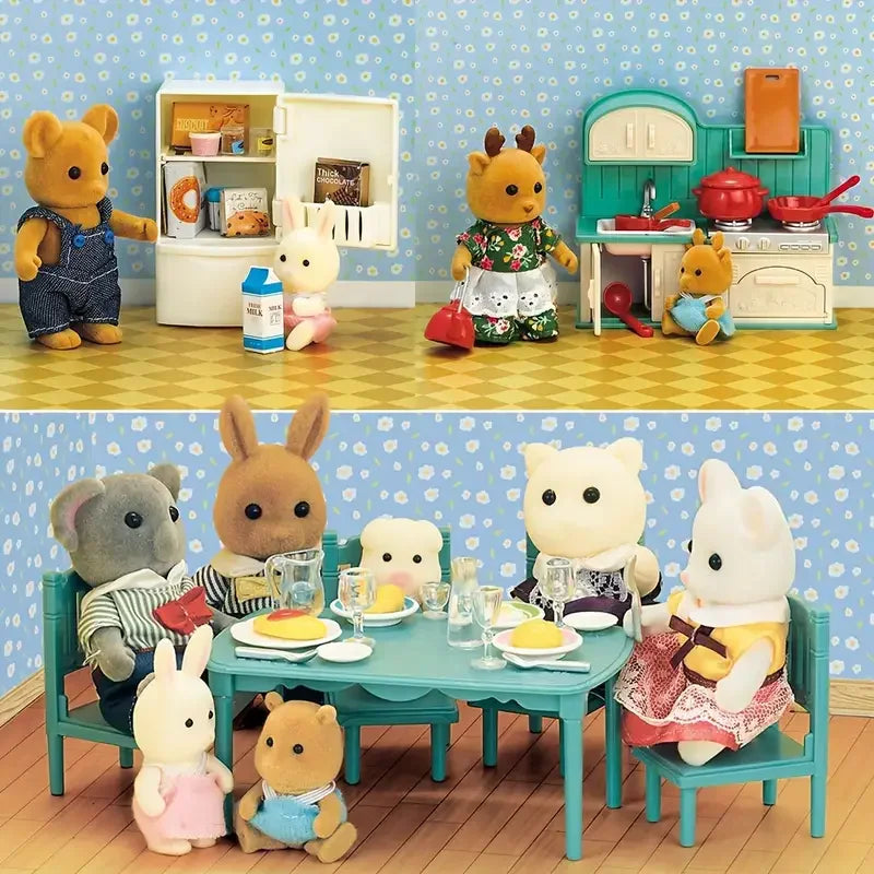 1:12 Miniature Furniture Forest Family Kitchen Toy Dining Table