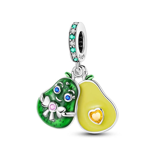 New 925 Silver Color Strawberry Cherry Fruit Series Charms Beads Fit