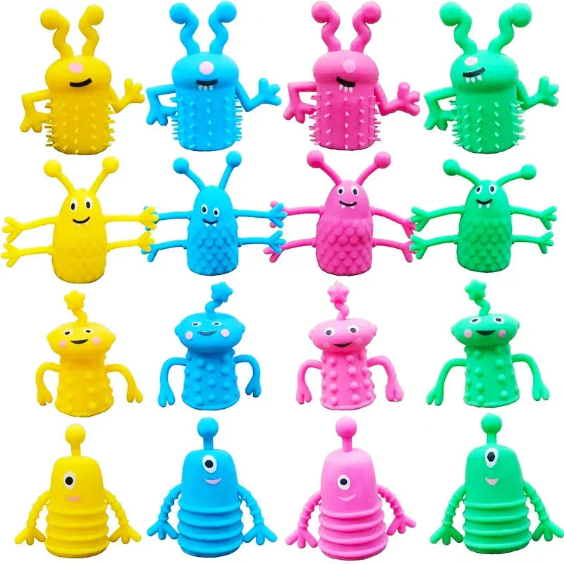 5/10/20PCS Cute Monster Finger Topper Toys Soft Rubber Stretchy Fidget