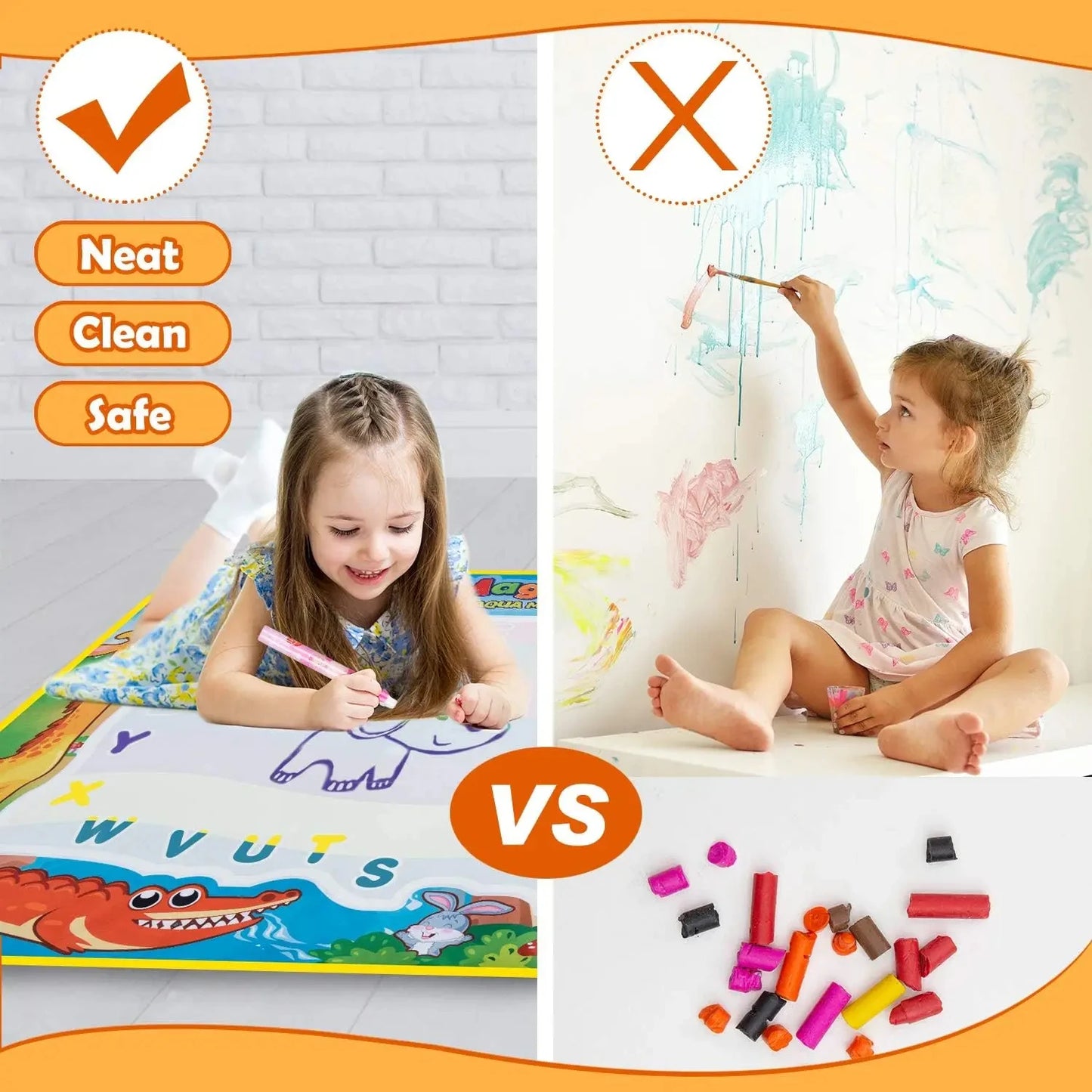 Magic Water Drawing Mat Reusable Doodle Painting Board with Pens