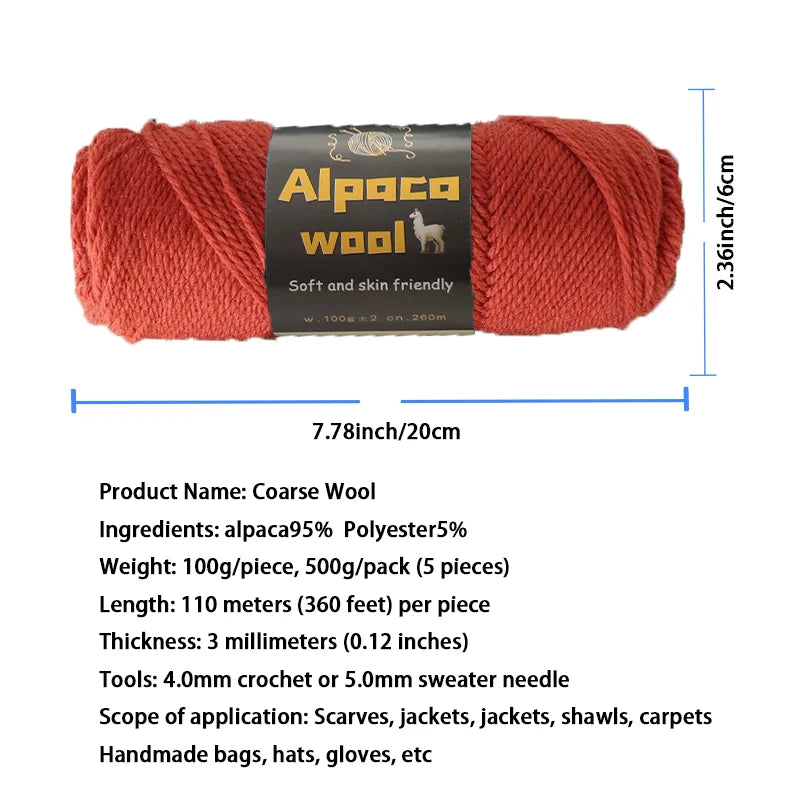 500g Alpaca Wool 245 Chunky Knitting Yarn Multi-Color Autumn and