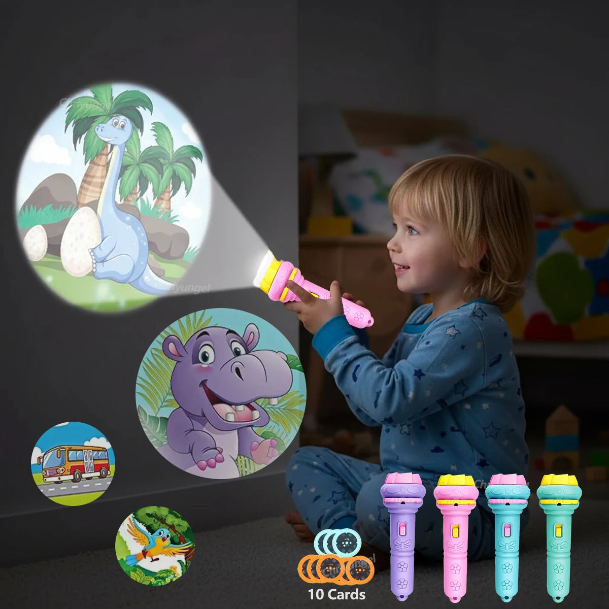Projector Flashlight for Kids 10 Cards 80 Patterns Bedtime Toys