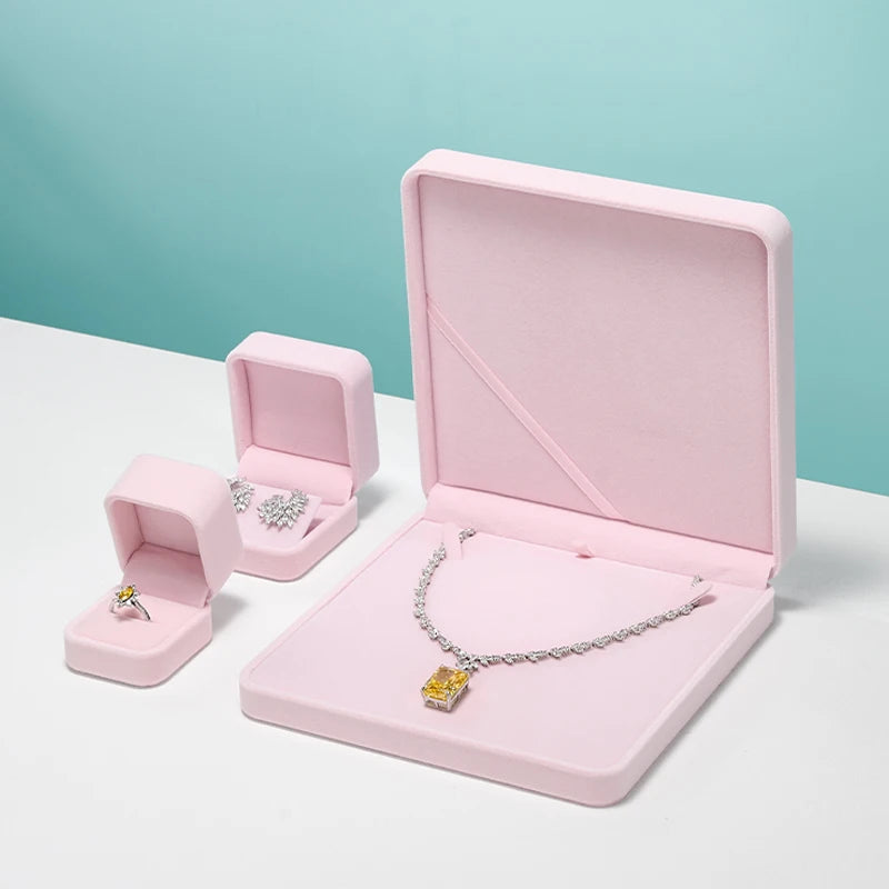 Oirlv Velvet Ring Box Pink Earring Jewelry Box Necklace Bracelet