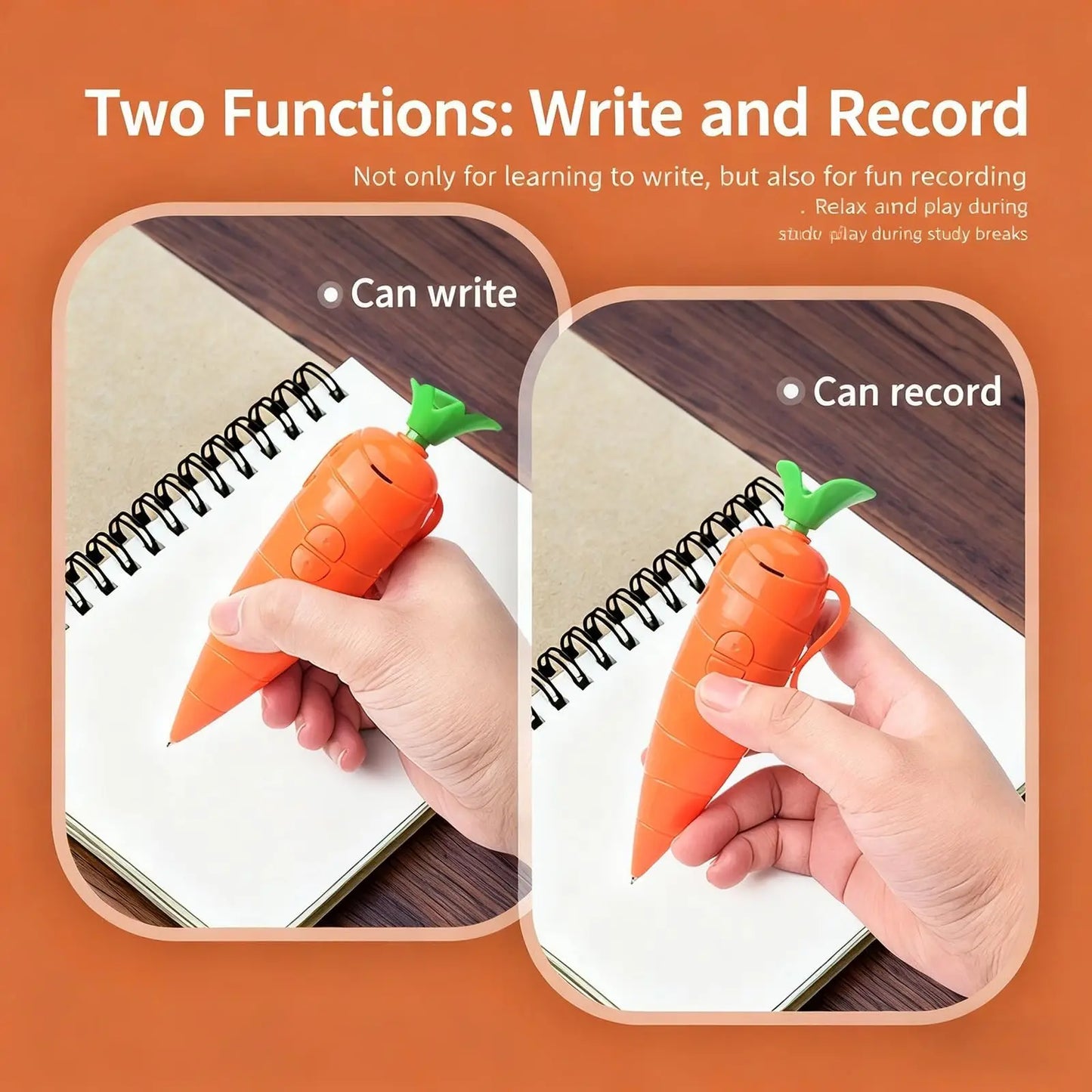 Multi Function Pen Carrot Funny Voice Recorder Pen Write Graffiti Cute