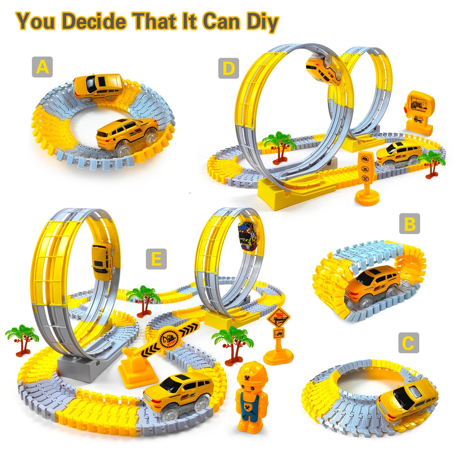 Children Electric Magical Flexible Track Toy Car Engineering Car Kids