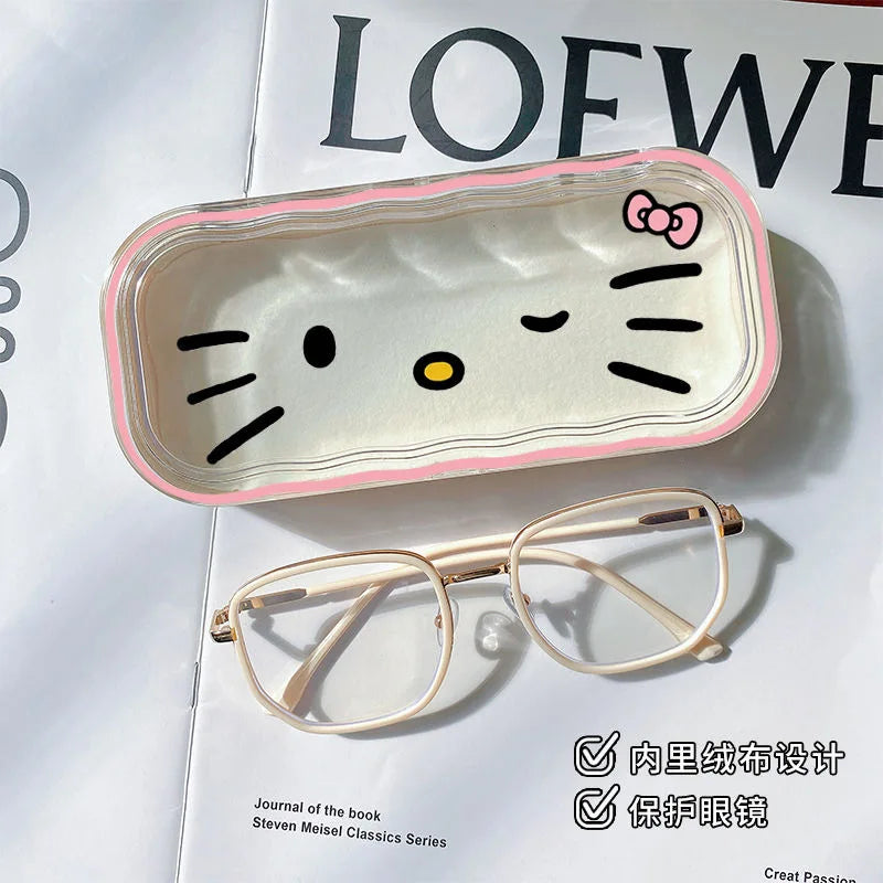 Sanrio Hello Kitty Glasses Storage Box Anime Kawaii Cute Cartoon Girly