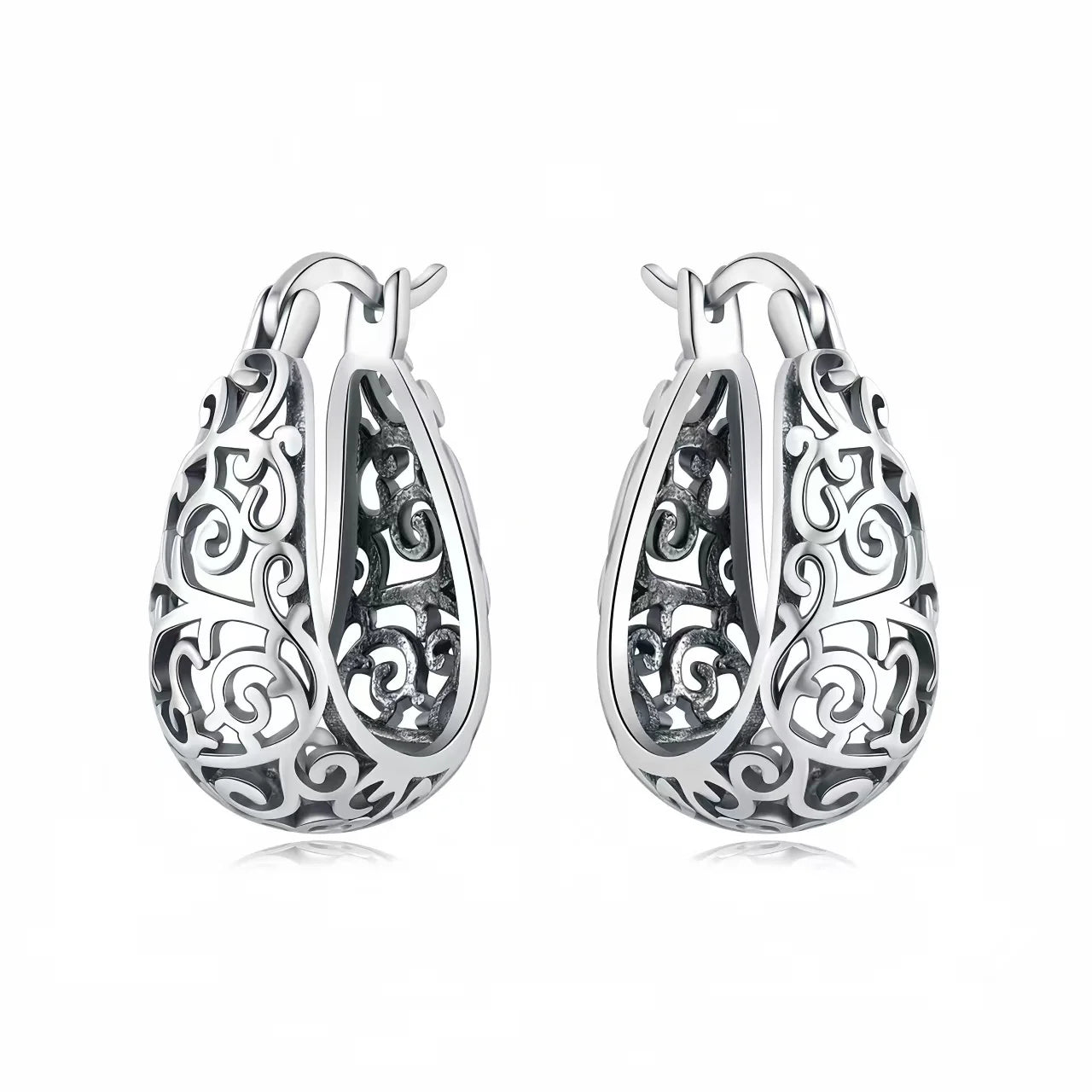 925 Sterling Silver Vintage Vine Series Earring Jewelry Versatile Hoop