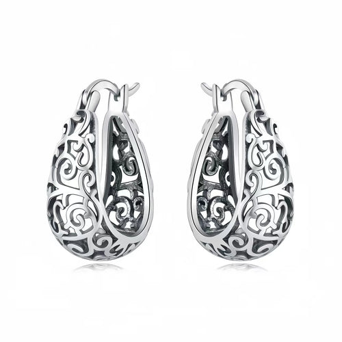 925 Sterling Silver Vintage Vine Series Earring Jewelry Versatile Hoop