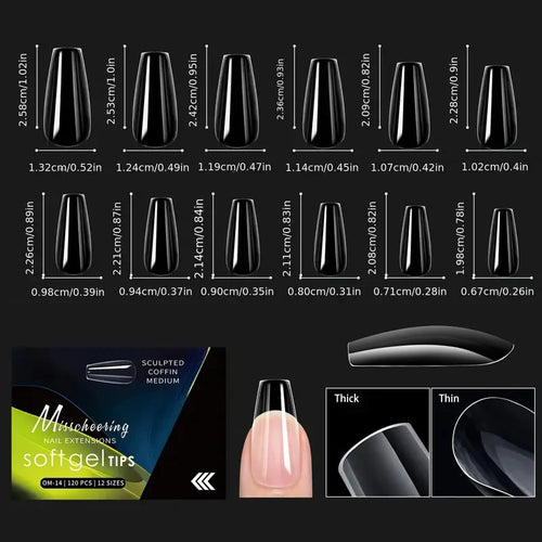 120/140pcs Exquisite box set Almond False Nail Tips Clear Matt Soft