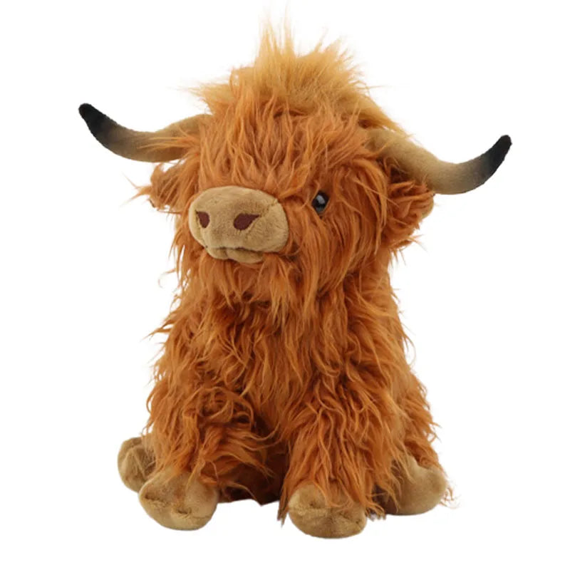 25cm Simulation Highland Cow Plush Animal Doll Soft Stuffed Highland
