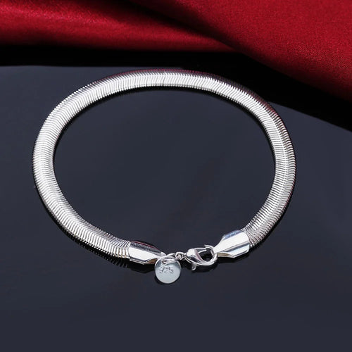Fine 925 Sterling Silver Noble Nice Chain Solid Bracelet for Women Men