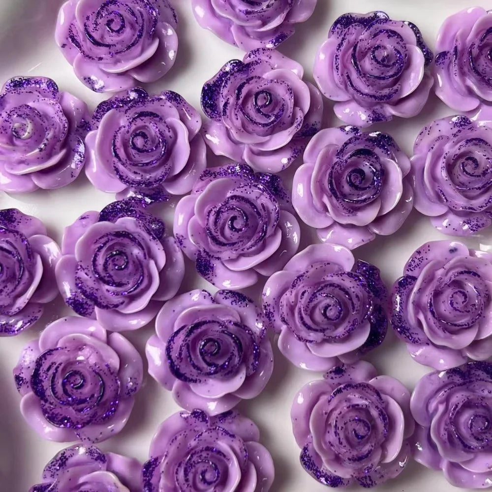 10Pcs 18mm Rose Flower Resin Accessories Cabochon Earring Hair Clip