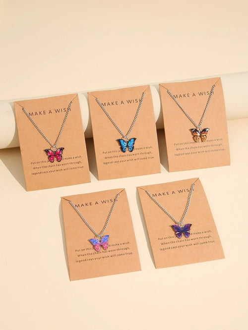 5Pcs/Set Fashion Vintage Style Women Necklace Set New Butterfly