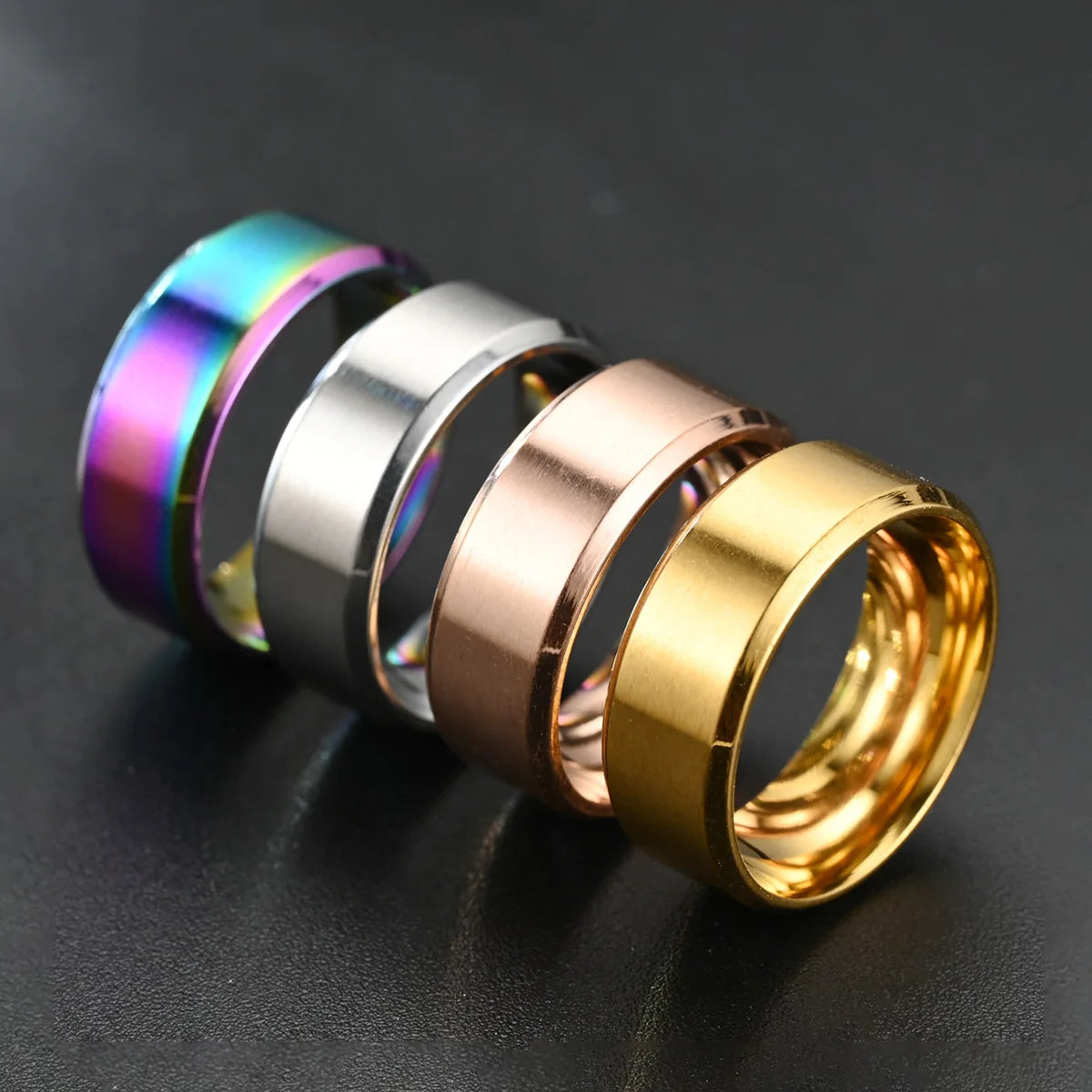 Classic 8mm Tungsten Mens Ring Surface Brushed Stainless Steel Ring