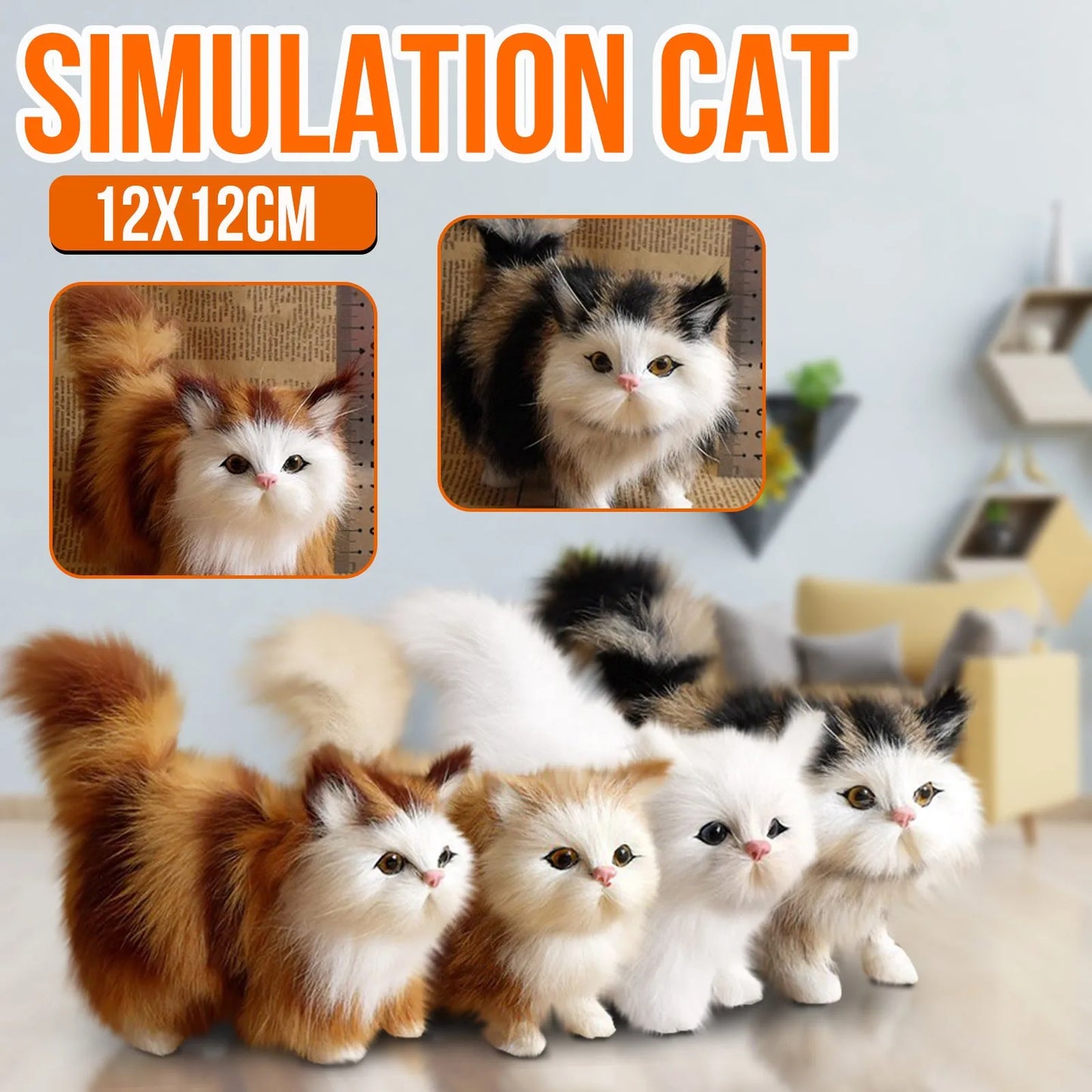 Cute Simulation Cat Plush Toys Soft Stuffed Kitten Model Fake Cat